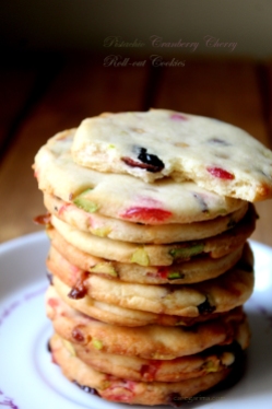 Pistachio Cranberry Cherry Roll Out Cookies